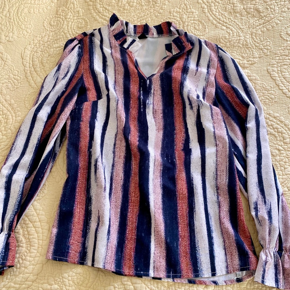 striped long sleeve blouse